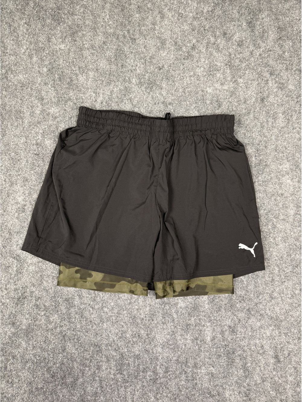 Puma Men's Black Athletic Shorts with Camo Inner Layer